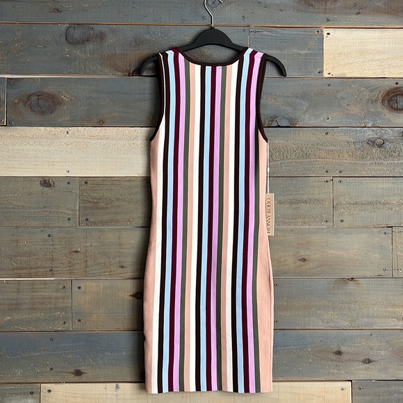 $428 Ronny Kobo Arielle Striped Bodycon Knit Mini Dress Retro 90s - Picture 6 of 12